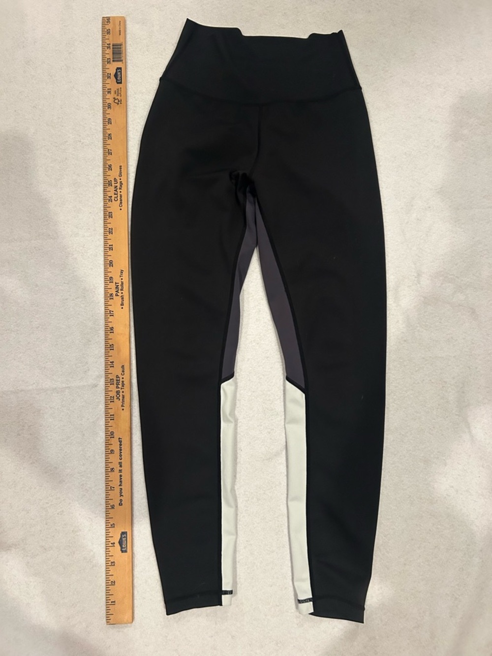 All Fenix High-Waist Black Leggings with Gray and White Panels